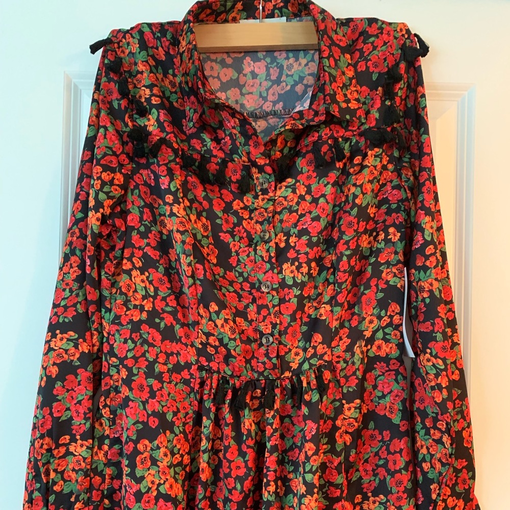 Never Fully Dressed Red Tassle Dress - Size M